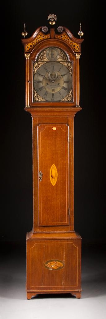 Appraisal: George III inlaid oak tall-case clock works by Peter Elder