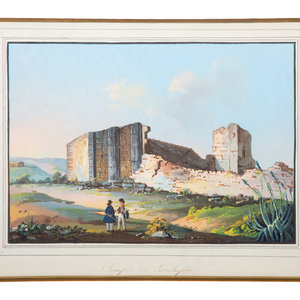 Appraisal: Two Continental School Gouache Paintings of Italian Temples th TH