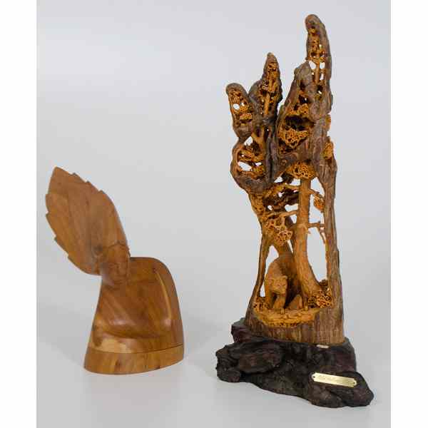 Appraisal: Ken Acton and Robert Shorty Wood Sculptures Acton Carved wooden