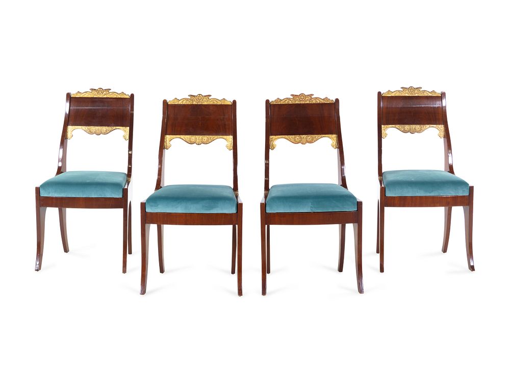 Appraisal: A Set of Four Russian Parcel Gilt Side Chairs A