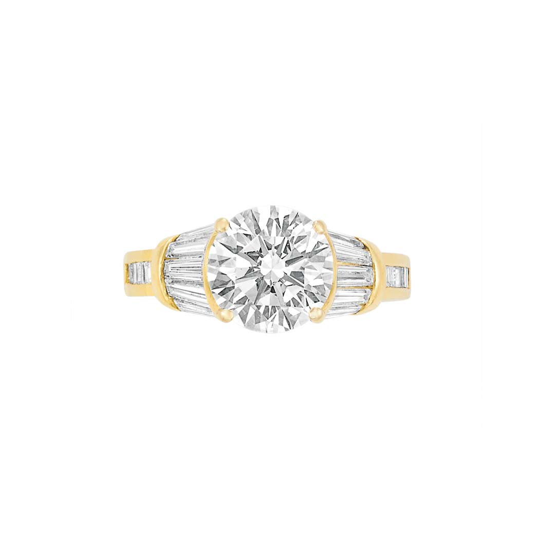 Appraisal: Gold and Diamond Ring kt centering one round diamond approximately