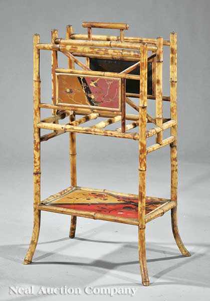 Appraisal: An Antique Bamboo and Lacquered Magazine Rack early th c