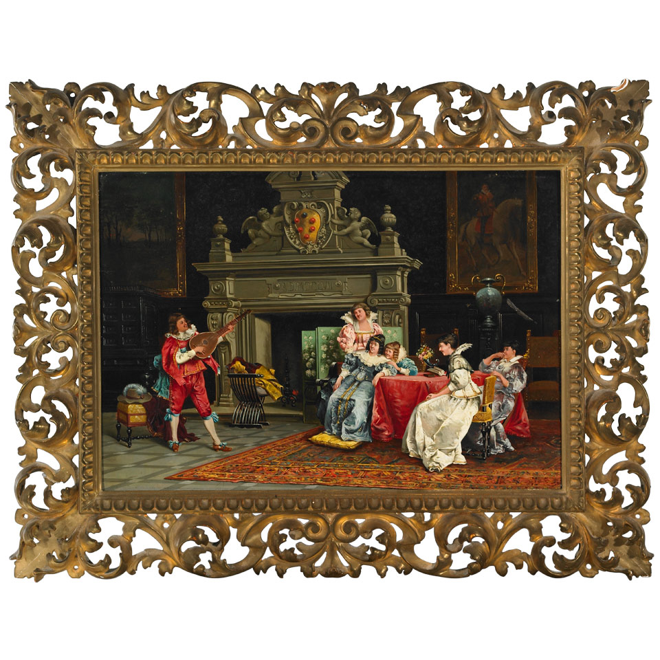 Appraisal: After Giovanni Garinei - Italian MEDICI INTERIOR Oil over print