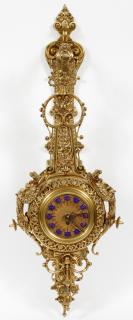 Appraisal: FRENCH STYLE GILT METAL HANGING CLOCK C FRENCH STYLE GILT