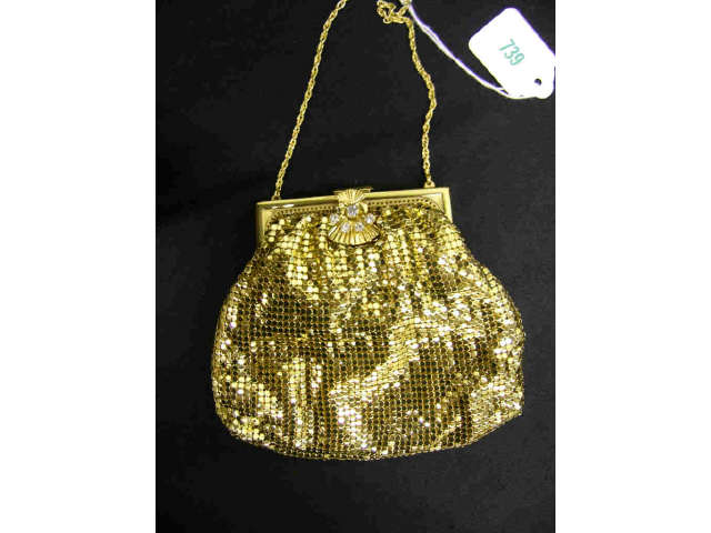 Appraisal: Duramesh brand art-deco style metalmesh handbag gold tone with faux