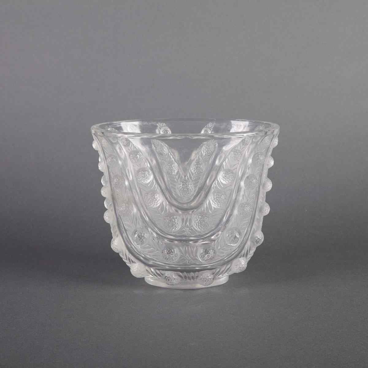 Appraisal: Vichy T Lalique Moulded Glass Vase mid- th century height