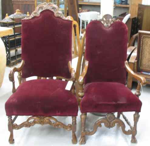 Appraisal: TWO SIMILAR BAROQUE STYLE ARMCHAIRS American c 's in two