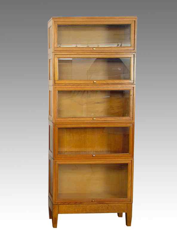 Appraisal: GOLDEN OAK STACK BARRISTER BOOKCASE Graduated stack with lift and