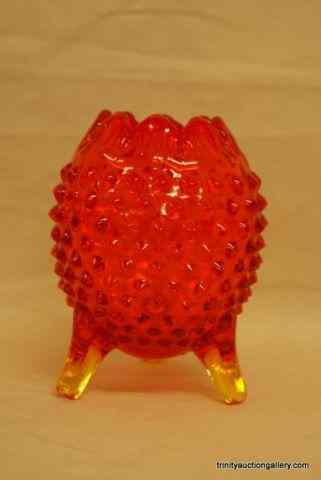 Appraisal: Fenton Glass Colonial Orange Hobnail Egg Vasec and not marked