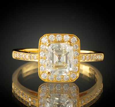 Appraisal: A Ladies' Emerald Cut Diamond Ring k yellow gold ring