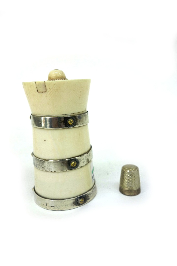 Appraisal: A Victorian silver banded ivory pepper mill John Grinsell Sons