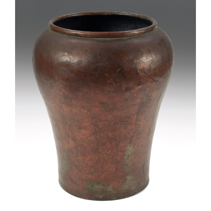 Appraisal: Arts and Crafts vase large form in hammered copper with