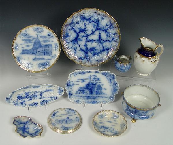 Appraisal: WARWICK CHINA FLOW BLUE Approx pieces ot include a footed