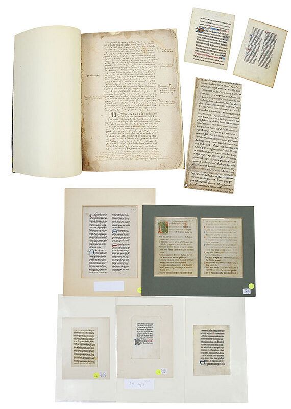 Appraisal: Nine Illuminated Manuscript Leaves and Fragment most probably French or