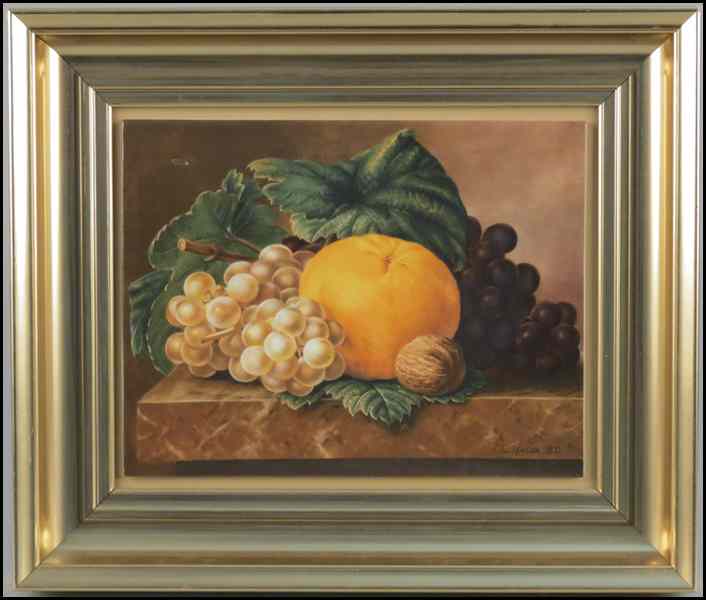 Appraisal: FRAMED PORCELAIN PLAQUE Depicting a still life with oranges ''x