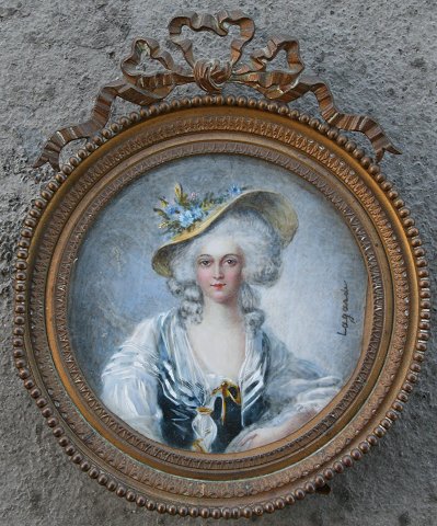 Appraisal: MINIATURE PORTRAIT ON IVORY '' Round framed in metal period