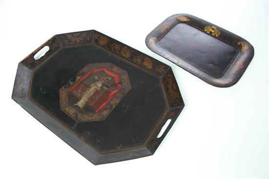 Appraisal: TWO TOLE TRAYS England early th century tin Octagon with