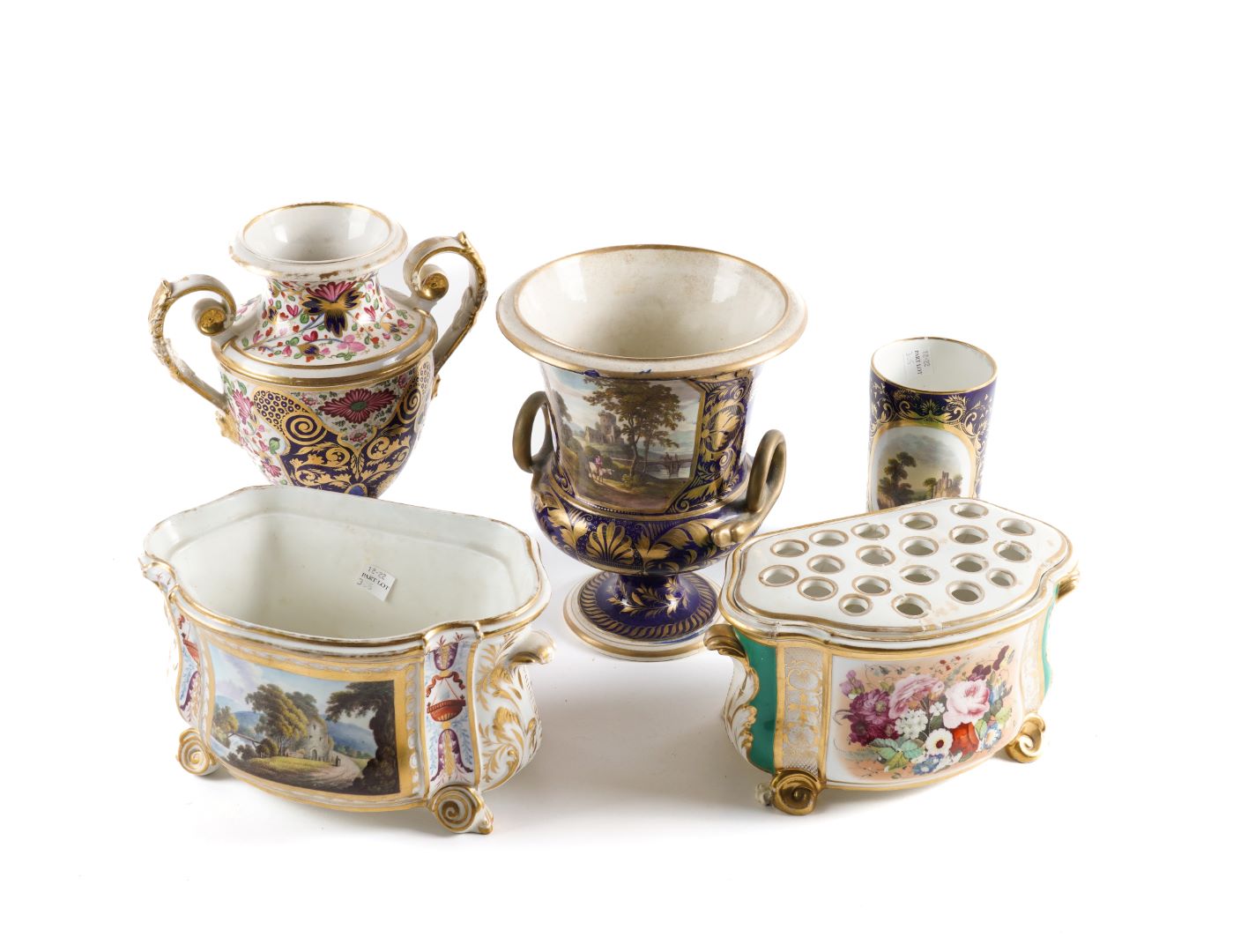 Appraisal: A GROUP OF DERBY PORCELAIN Circa Comprising a bough pot