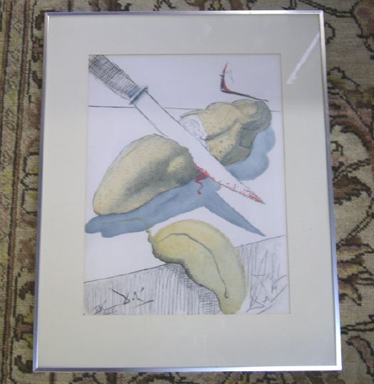 Appraisal: Salvador Dali Spanish - Le Couteau the Knife colored lithograph