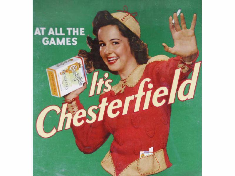 Appraisal: Chesterfield Tobacco Advertising Sign Featuring Gi Description '' x ''