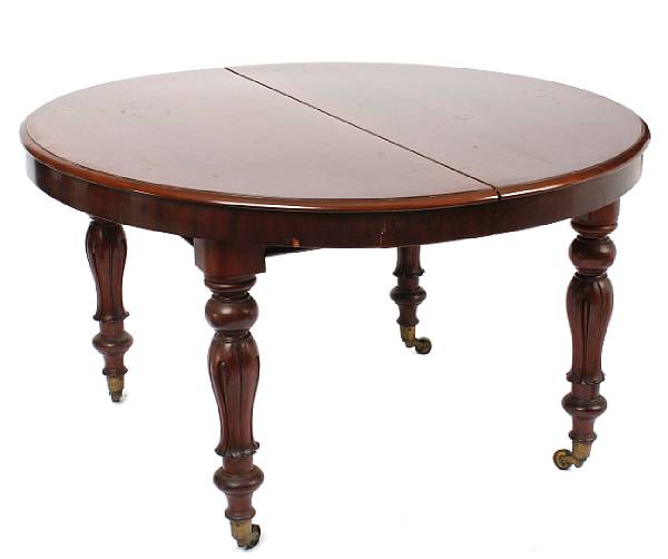 Appraisal: An American mahogany extension dining table with three leaves height