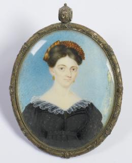 Appraisal: Portrait miniature of Nancy Davis TN Watercolor on ivory miniature