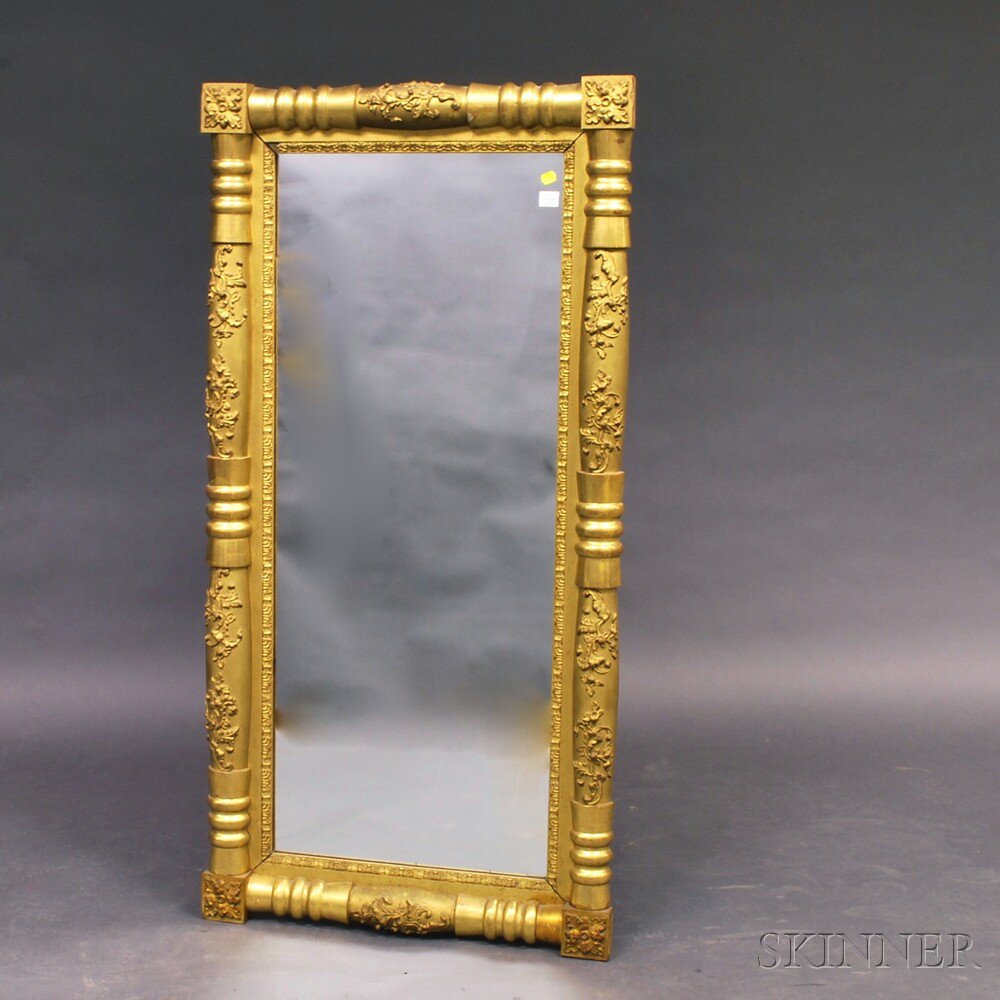 Appraisal: Classical Gilt-gesso Split-baluster Mirror America early th century the corner-blocks