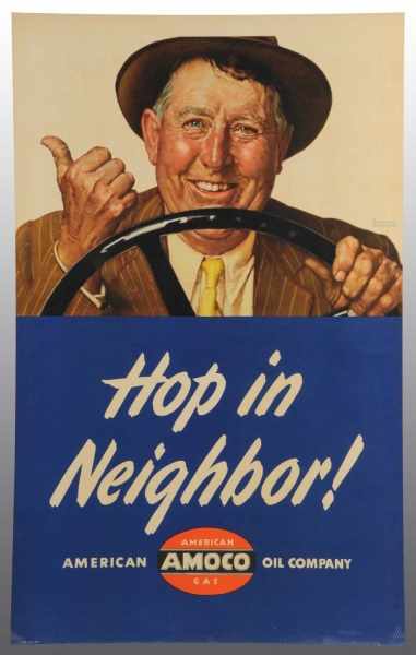 Appraisal: Amoco Hop in Neighbor Poster Description s Signed Normal Rockwell