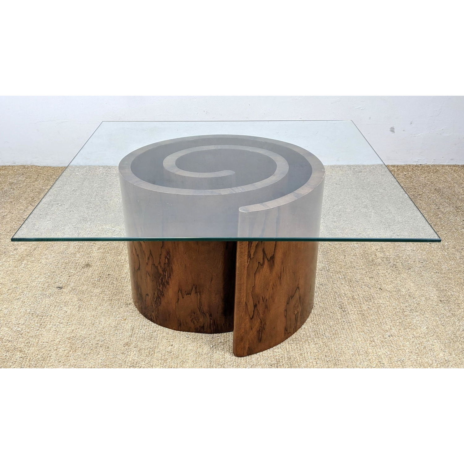 Appraisal: KAGAN Style Coffee Cocktail Table Snail form Not vintage Dimensions