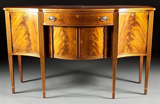 Appraisal: Potthast Brothers Federal style inlaid mahogany serpentine-front sideboard Baltimore Maryland