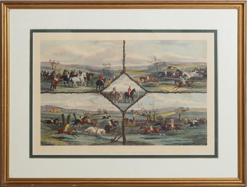 Appraisal: AFTER WILLIAM J SHAYER - STEEPLE CHASE INCIDENTS Engraving with