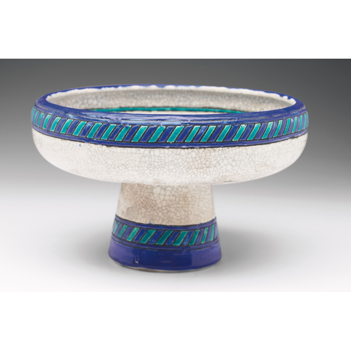 Appraisal: Boch Fres compote designed by Charles Catteau deer in blue