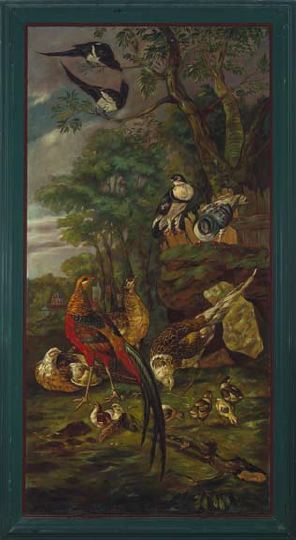 Appraisal: Continental School th Century Pheasants in the Wild oil on