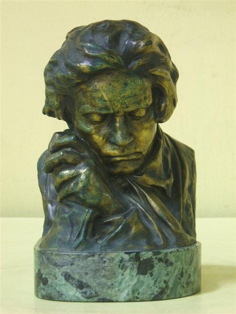 Appraisal: GILT-BRONZE BUST OF BEETHOVAN signed FIX MASSEAU Pierre-Felix Fix-Masseau French