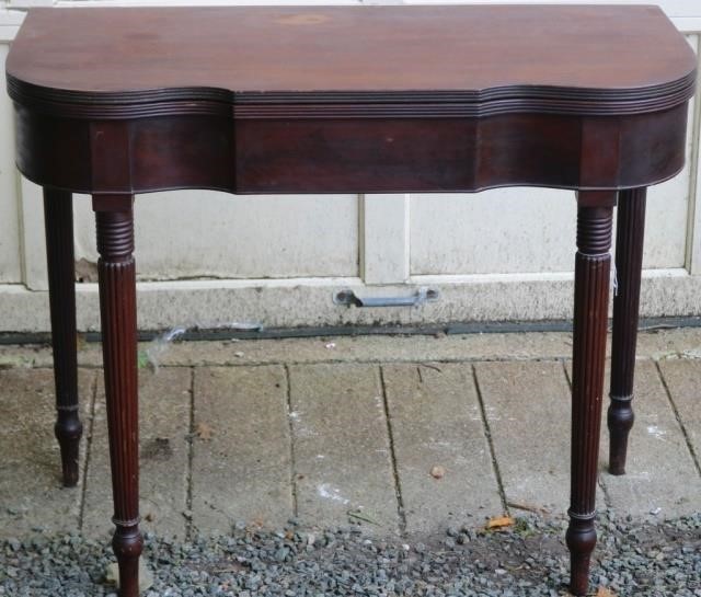 Appraisal: AMERICAN FEDERAL SHERATON STYLE SWING LEG CARDTABLE D SHAPE TOP