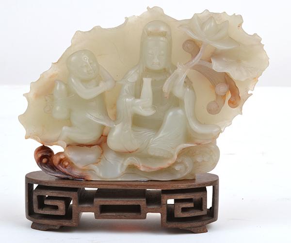 Appraisal: A JADE SCENIC CARVING