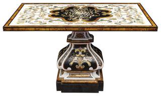 Appraisal: Continental pietra dura and marble foyer table Continental pietra dura