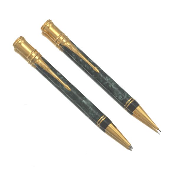 Appraisal: PARKER GREEN MARBLED ROLLER BALL PEN AND MECHANICAL PENCIL Green