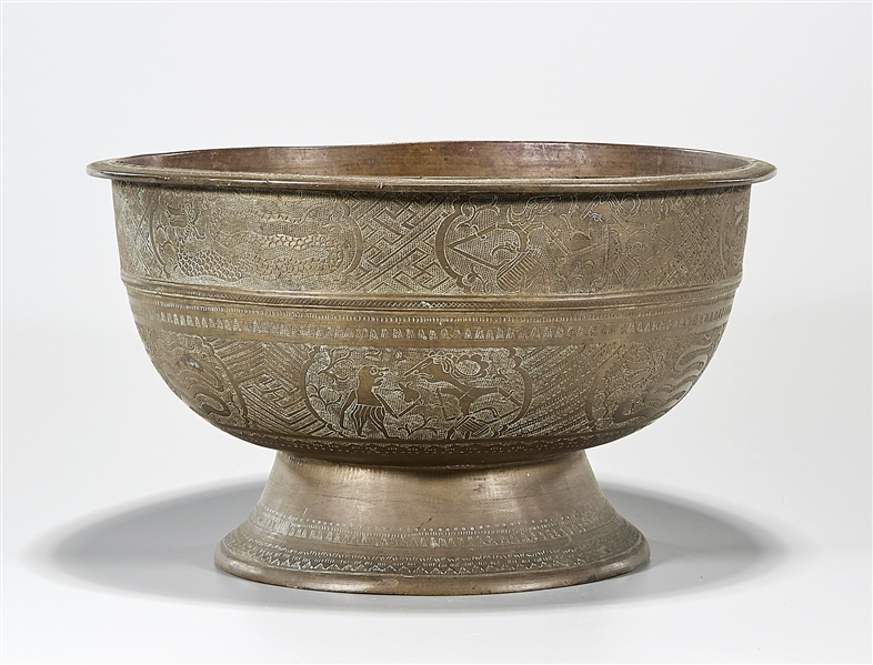 Appraisal: Southeast Asian bronze footed bowl with low relief designs of