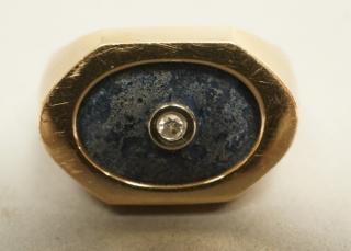 Appraisal: K Gold Diamond Lapis Ring Sz K Gold Diamond Lapis