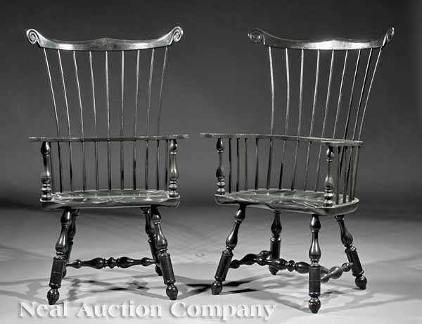 Appraisal: A Pair of Mt Vernon Windsor Armchairs bench-made after the