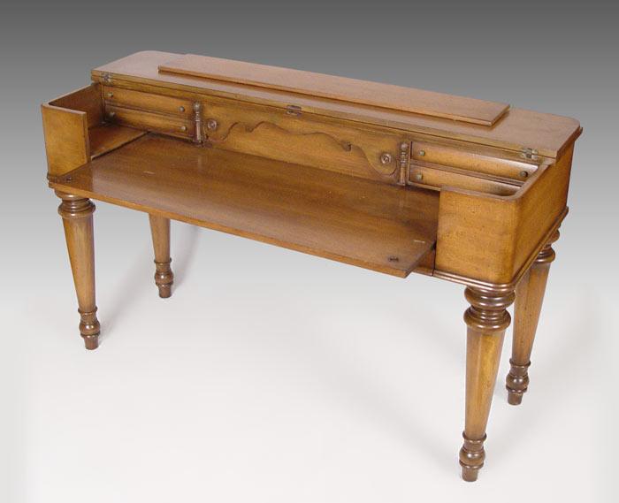 Appraisal: MID TH C WALNUT SPINET DESK Hinged top with four