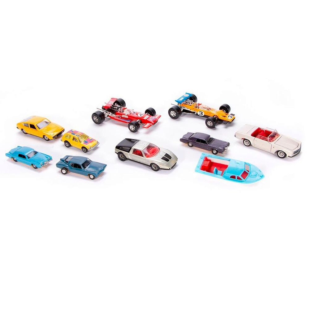 Appraisal: Ten model toys Nine model toy cars and one boat