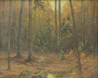 Appraisal: WIEGAND Gustave Oil on Canvas Wooded Landscape Signed lower left