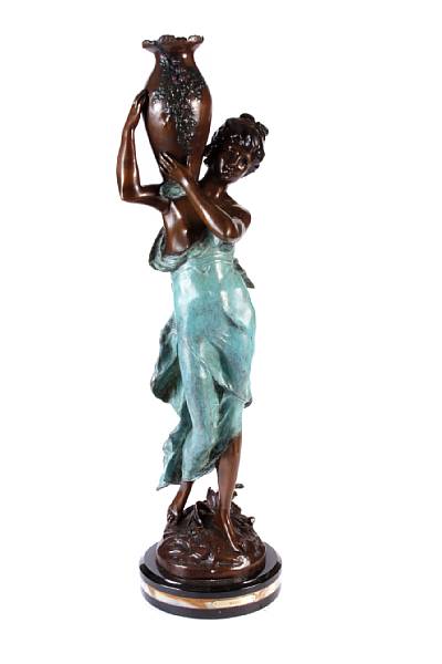 Appraisal: A painted and patinated bronze figure of a water maiden