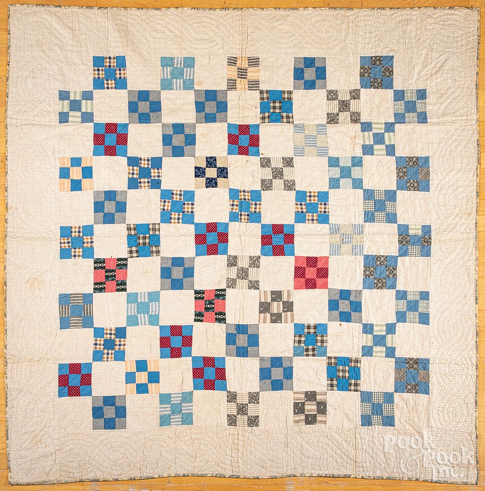 Appraisal: Red and white postage crosses quilt late th c Red