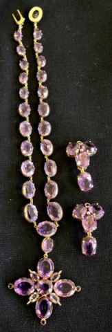 Appraisal: JEWELRY kt and Amethyst Necklace and Earrings Includes a kt