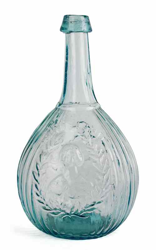 Appraisal: Jenny Lind and Factory aqua calabash flask ca h