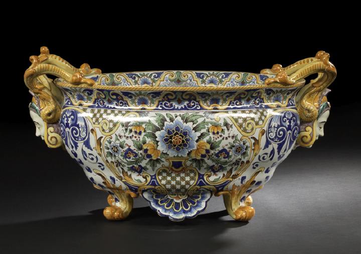 Appraisal: Good Large Antoine Montaignon Nevers Faience Two-Handled Footed Jardiniere fourth