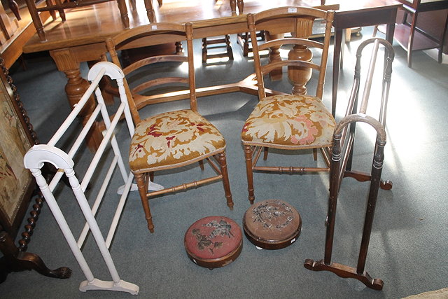 Appraisal: A PAIR OF VICTORIAN ASH BEDROOM CHAIRS each with Berlin